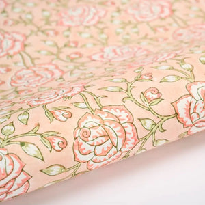 Hand Block Printed Gift Wrap Sheets - Jaipur Rose Papaya (Roll)