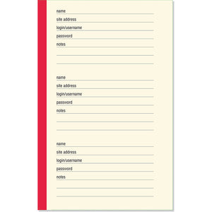 Internet Address & Password Logbook - Red