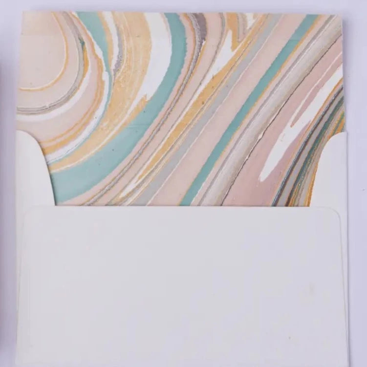 Hand Marbled Greeting Card - Waves Rose Quartz