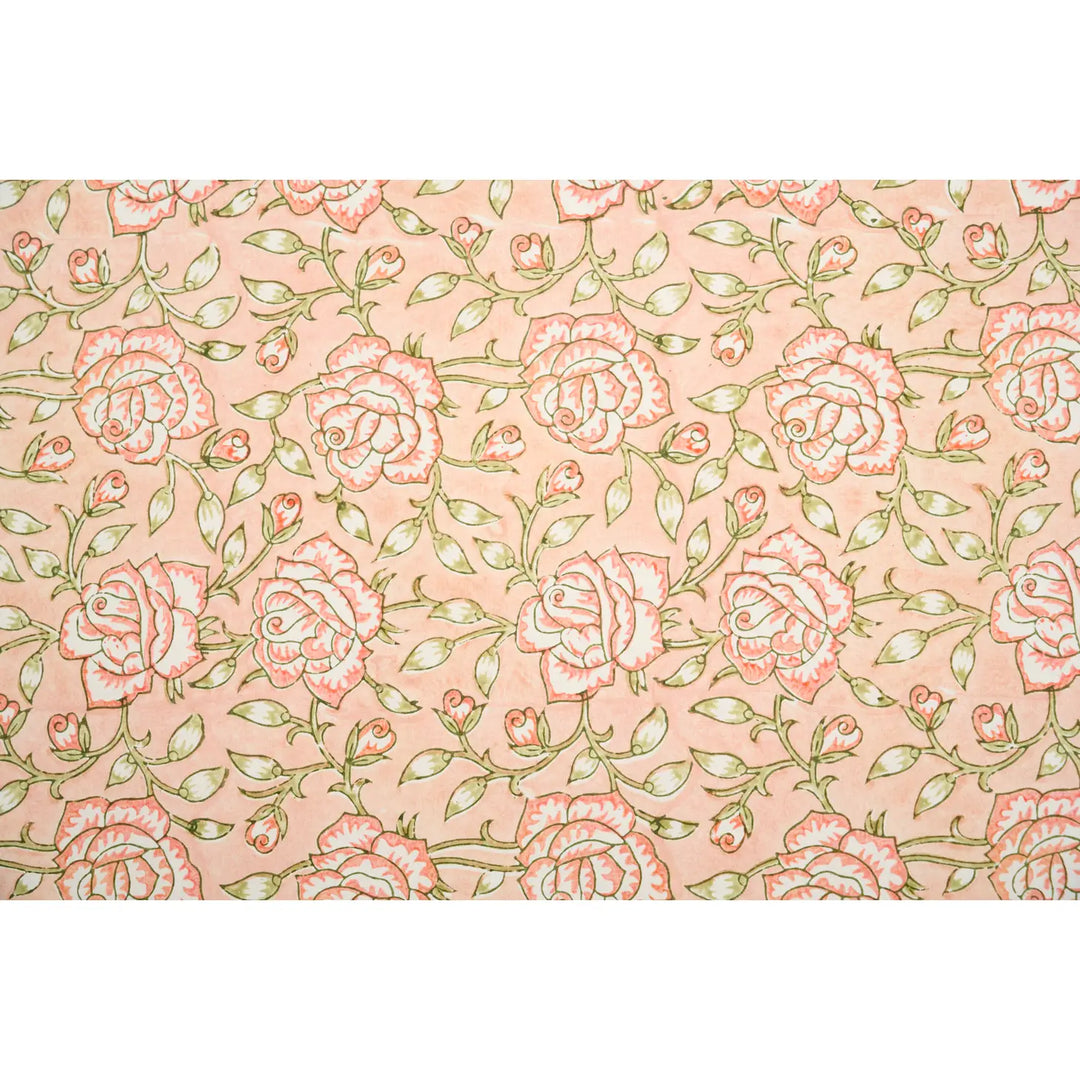 Hand Block Printed Gift Wrap Sheets - Jaipur Rose Papaya (Roll)