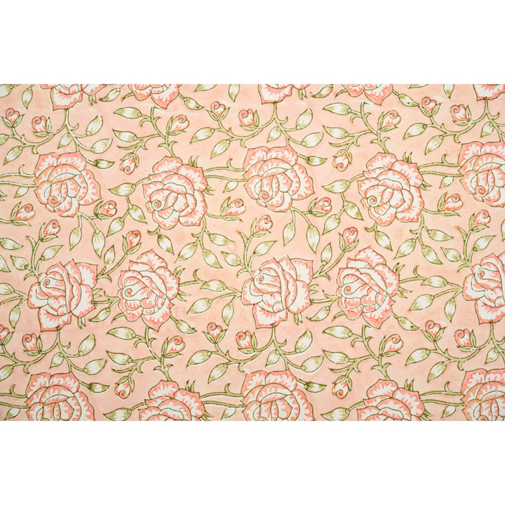 Hand Block Printed Gift Wrap Sheets - Jaipur Rose Papaya (Roll)