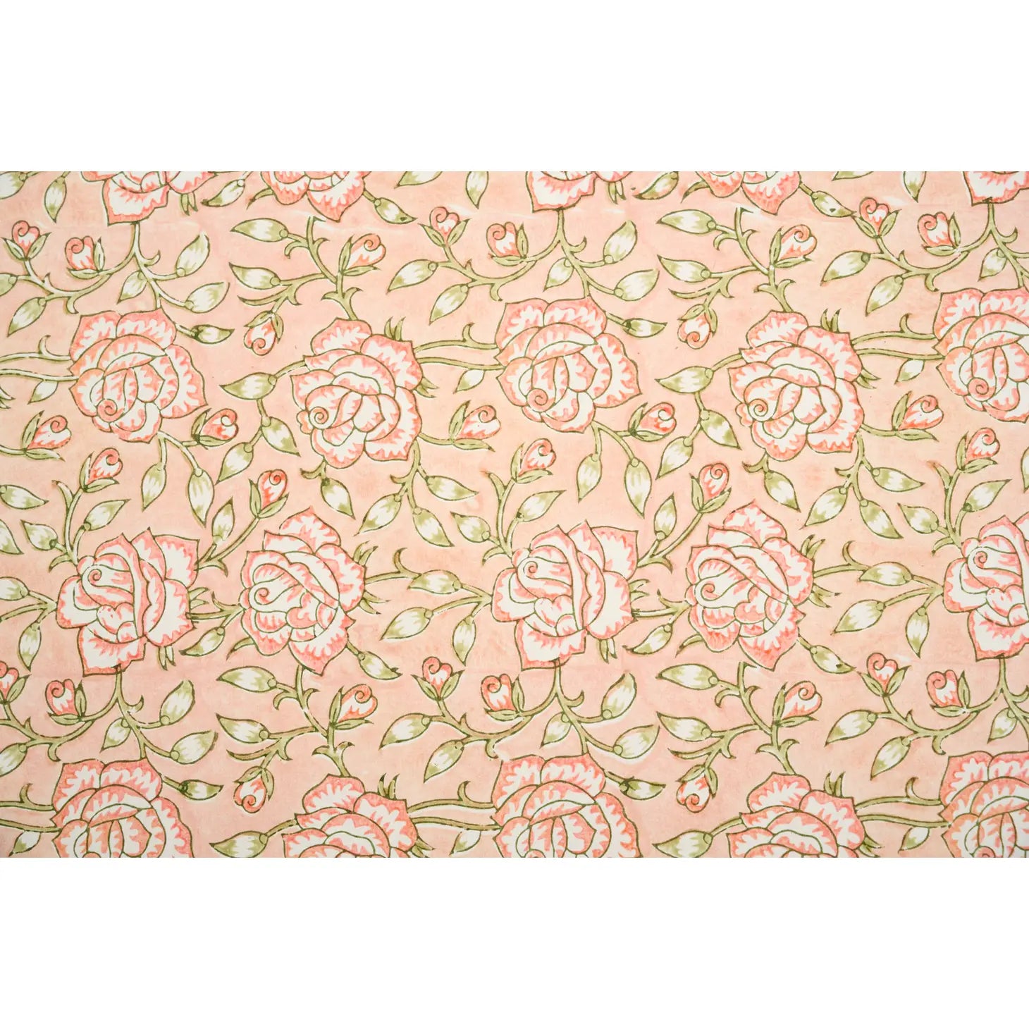 Hand Block Printed Gift Wrap Sheets - Jaipur Rose Papaya (Roll)