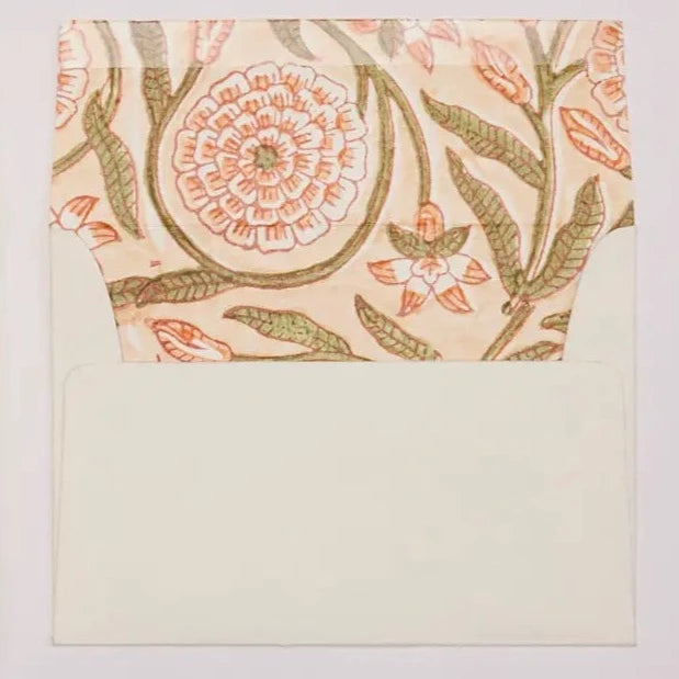 Hand Block Printed Greeting Card - Rajmala Coral