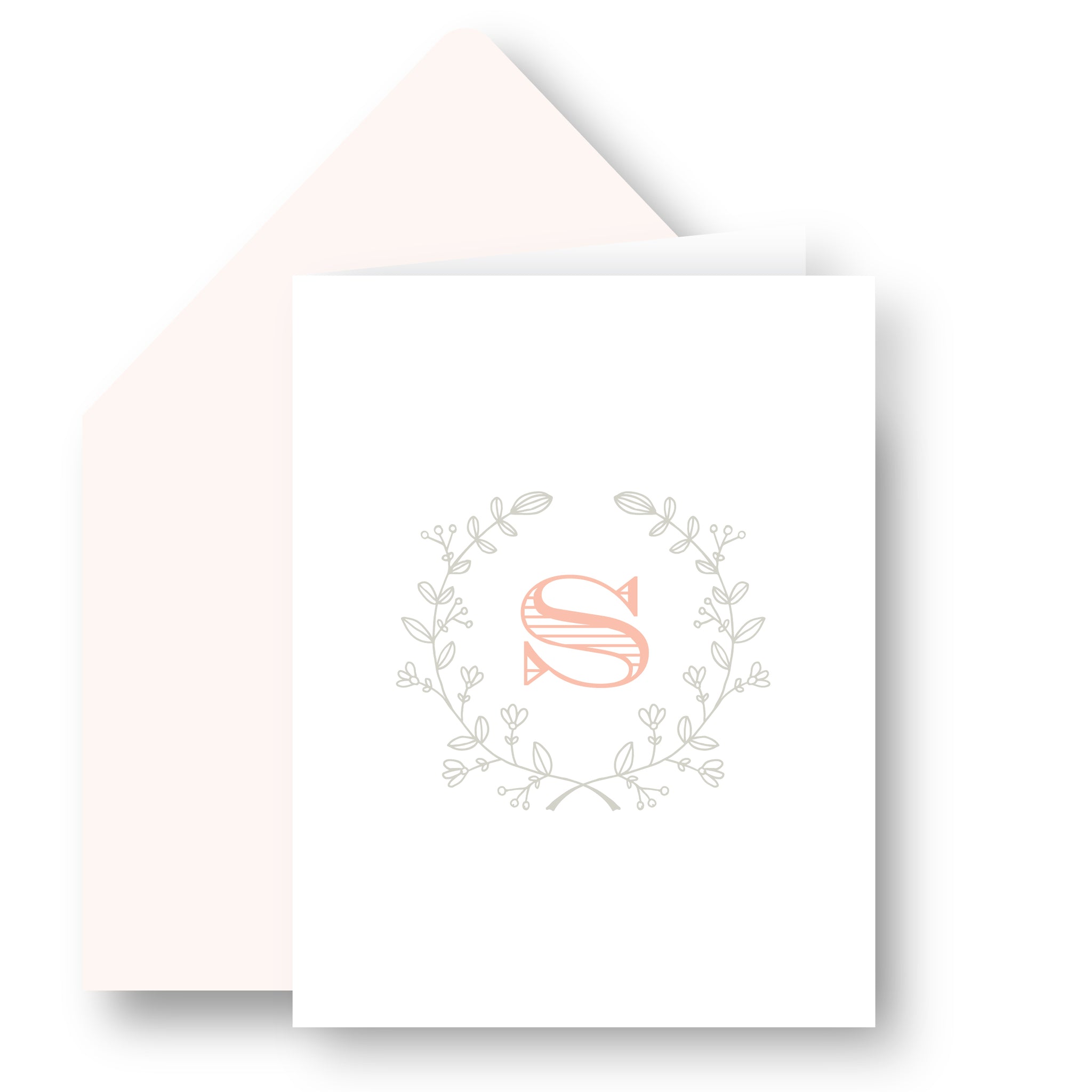 Folded Notecards - Initial Wreath 21