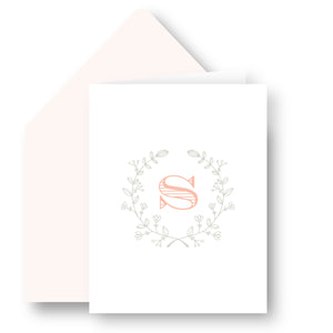 Folded Notecards - Initial Wreath 21