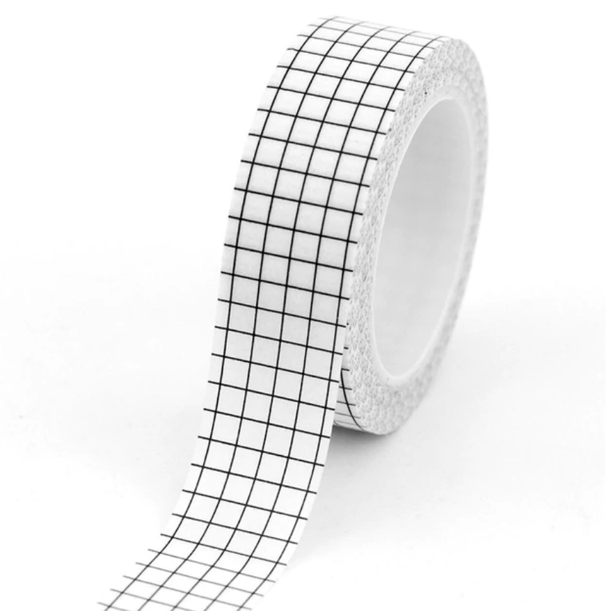 Grid Washi Tape, Black Washi Tape, Japanese Washi Masking Tape, Lines,  Minimalist, Basic Washi, Line, Squares, journal, Black Grid