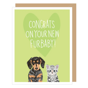 Puppy and Kitten Furbaby New Pet Congratulations Card