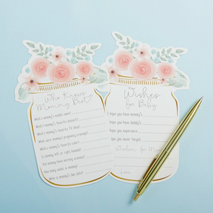 Floral Mason Jar Baby Shower Games 5-game Card Set
