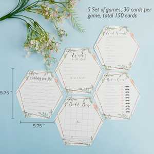 Geometric Floral Bridal Shower Games 5-game Card Set