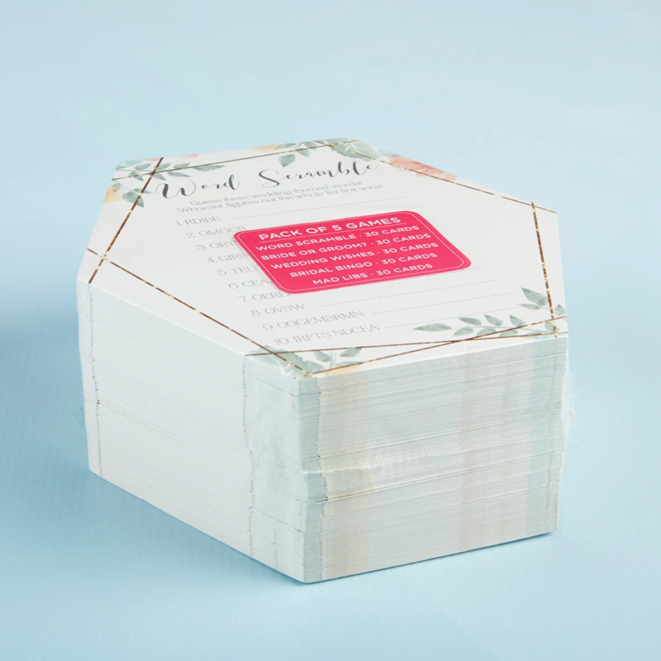 Geometric Floral Bridal Shower Games 5-game Card Set