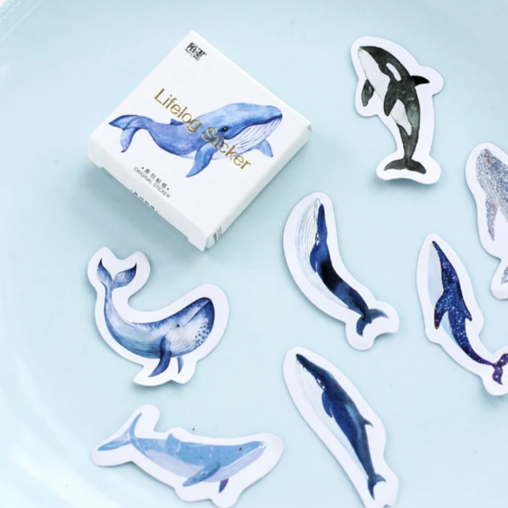 Blue Whale Stickers - pack of 45