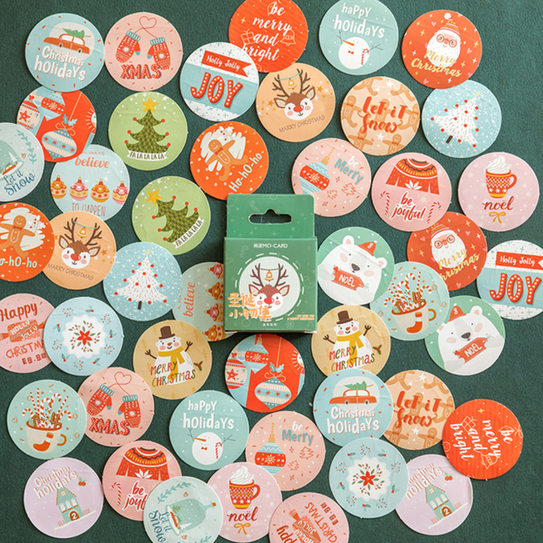 Round Christmas Stickers - pack of 45