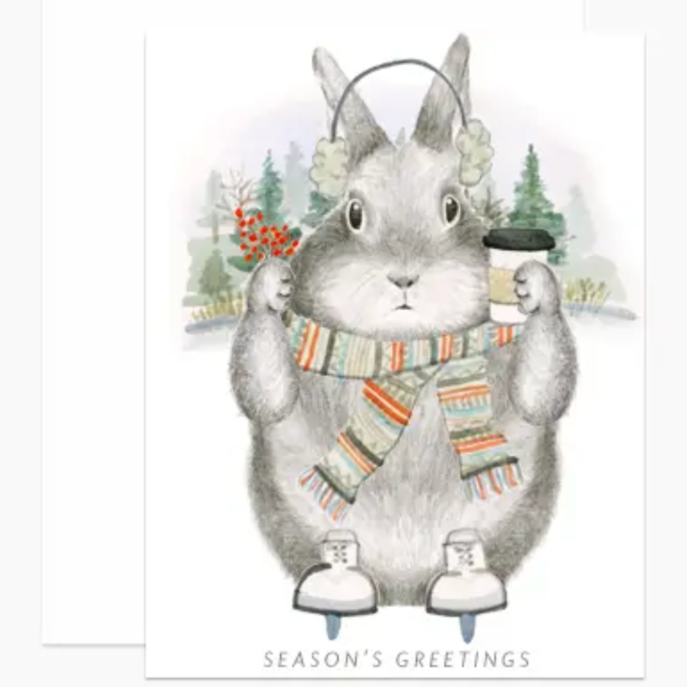 Ice Skating Bunny Season's Greetings Card