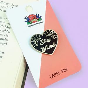 Stay Weird Black Heart Enamel Pin