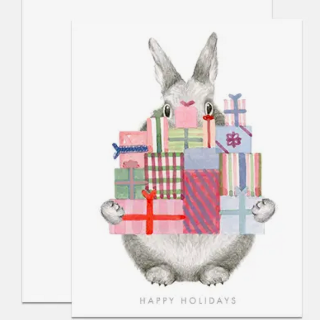 Bunny Carrying Holiday Gifts Greeting Card