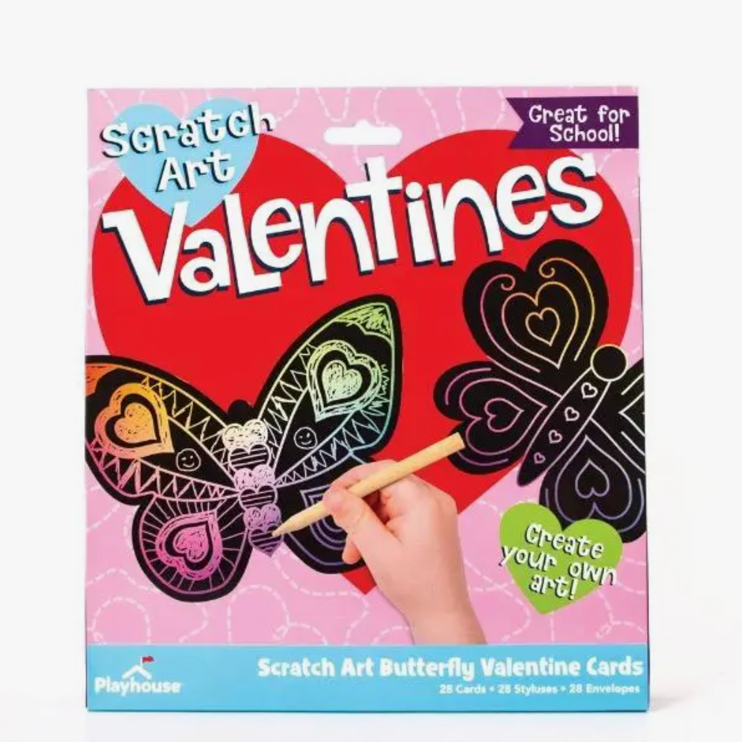 Scrach Art Butterfly Valentines - Set of 28