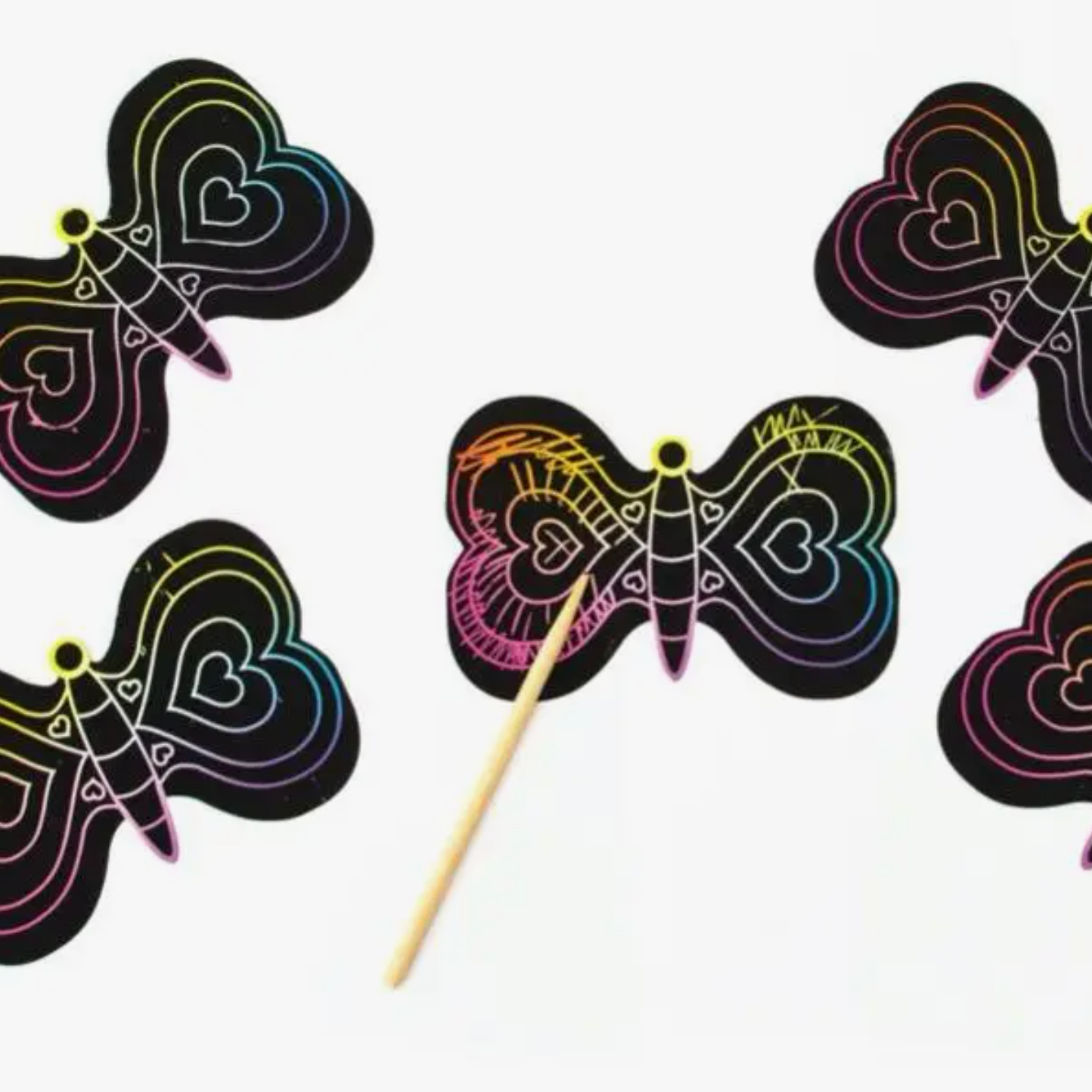 Scrach Art Butterfly Valentines - Set of 28