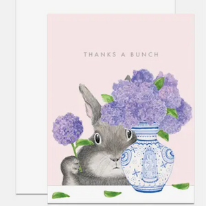 Thanks a Bunch Bunny Arranging Lilacs Card (Set of 6)