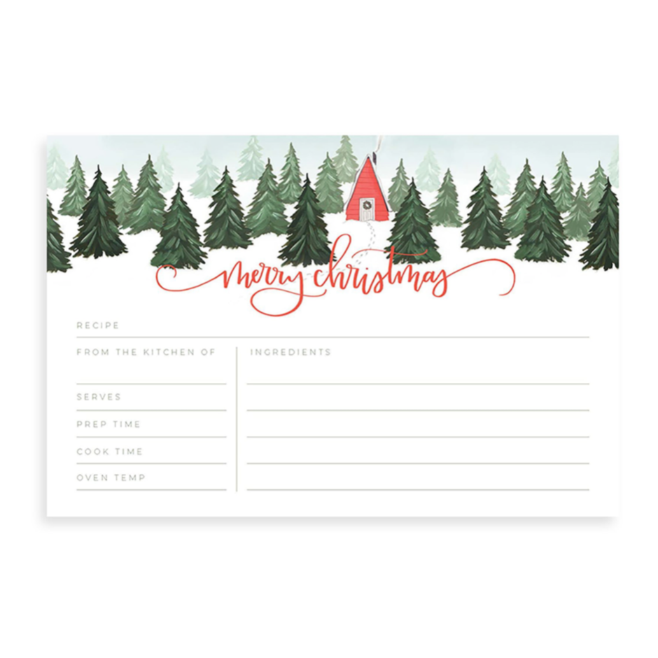 Christmas Cabin Recipe Cards (Set of 15)