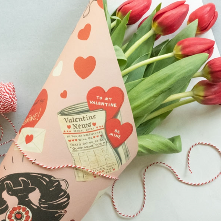 Cavallini Flat Wrap - Valentine Message