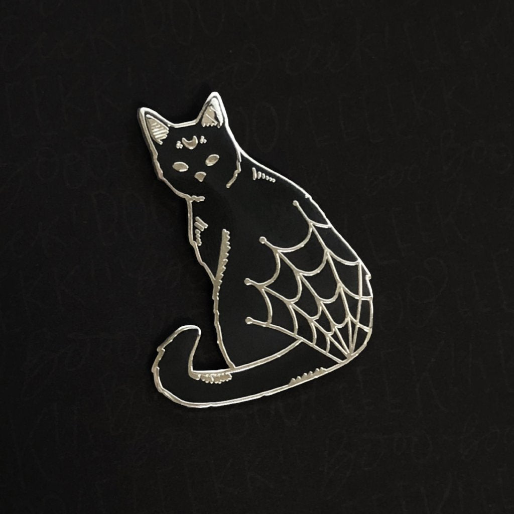 Spooky Black Cat Pin