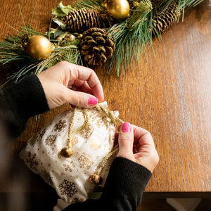 Fabric Gift Bag - Gold Frost