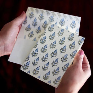 Hand Block Printed Greeting Card - Buti Blue Stone
