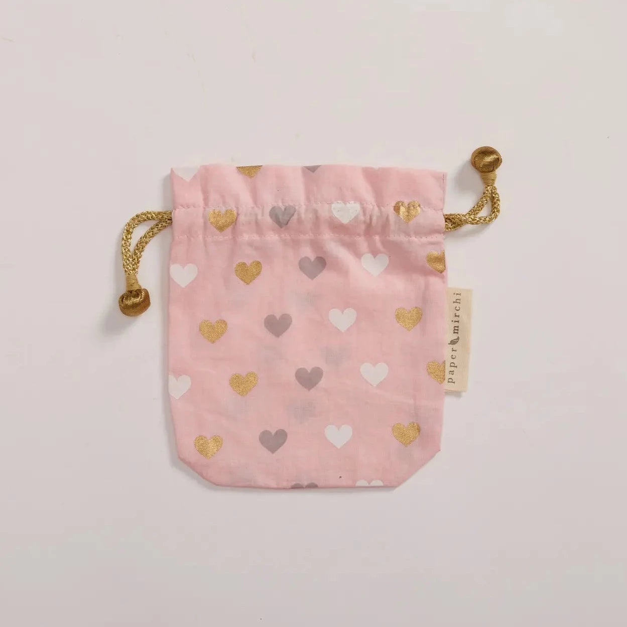 Fabric Gift Bag - Pink Hearts