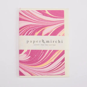 Hand Marbled Greeting Card - Fountain Waves Raspberry Ripple