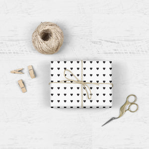 Sweet Hearts Gift Wrap - Black (Roll of 3 sheets)