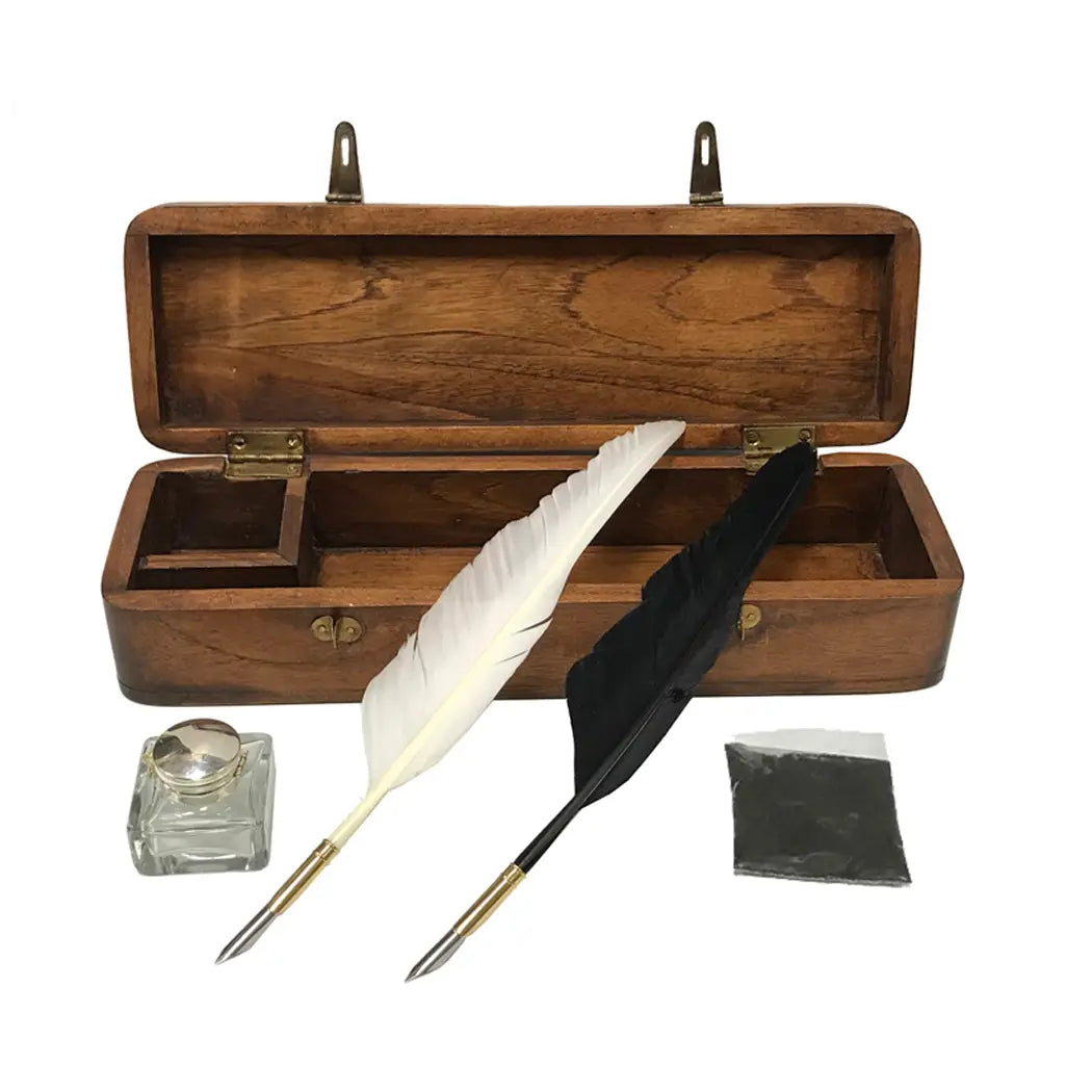 Colonial Reproduction Wood Quill Pen Box