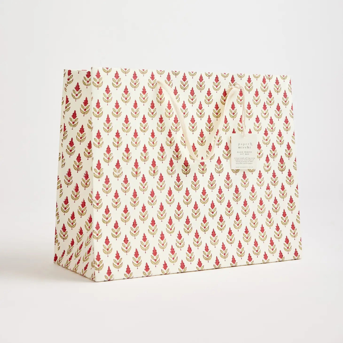 Hand Block Printed Gift Bags - Buti Scarlet