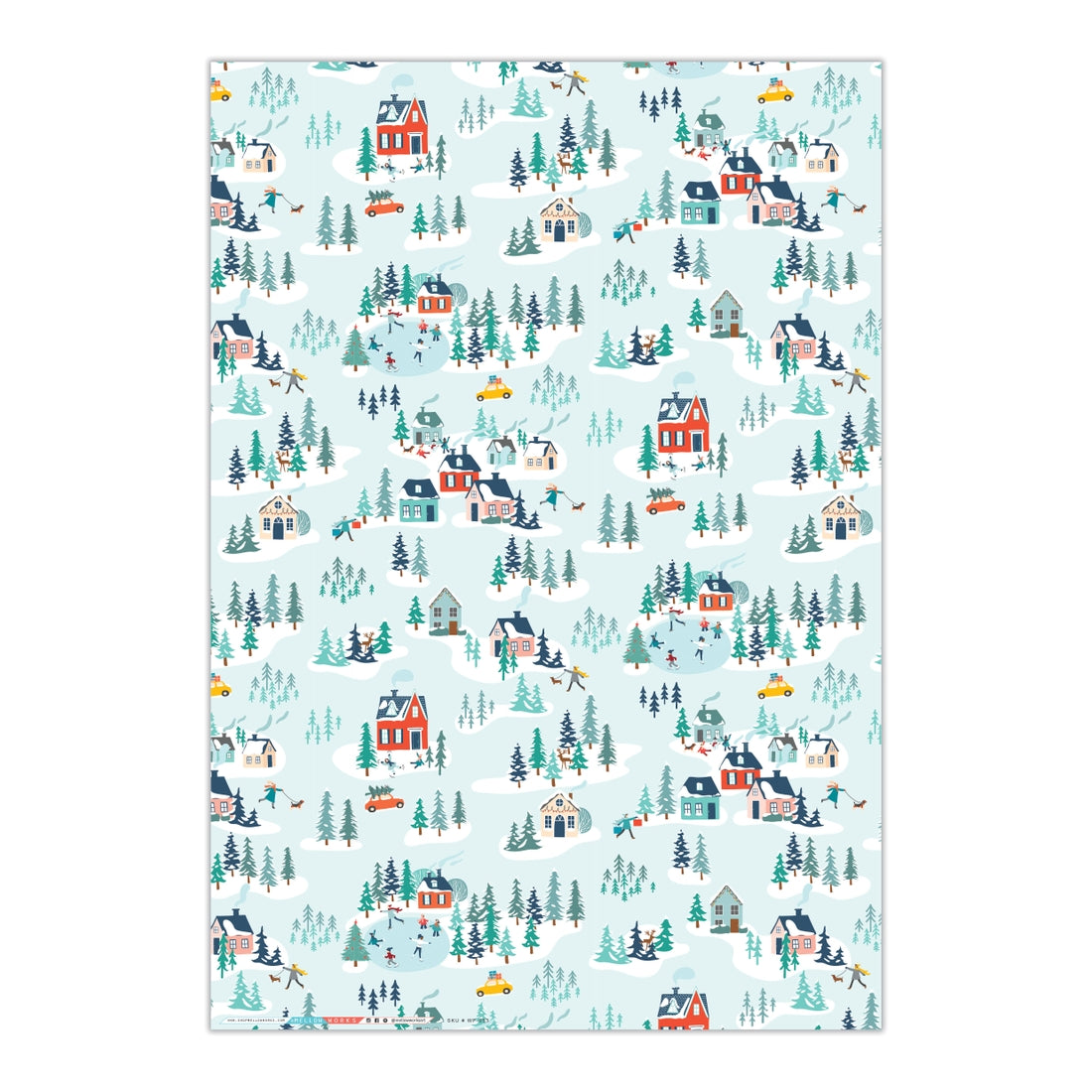 Winter Village Gift Wrap (Roll of 3 sheets)
