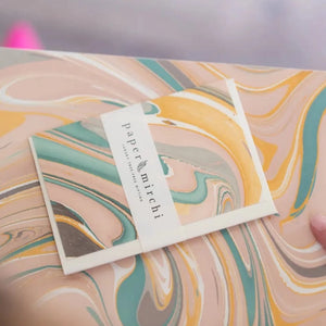 Hand Marbled Greeting Card - Waves Rose Quartz