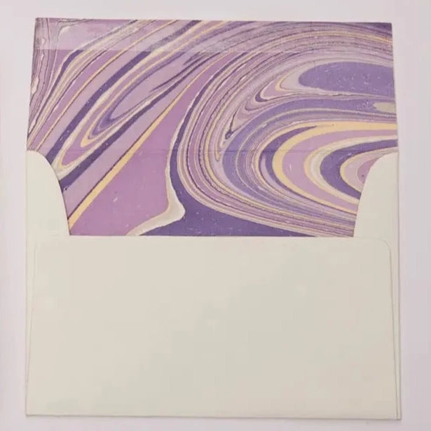 Hand Marbled Greeting Card - Waves Imperial Purple