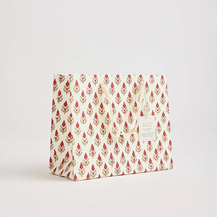 Hand Block Printed Gift Bags - Buti Scarlet