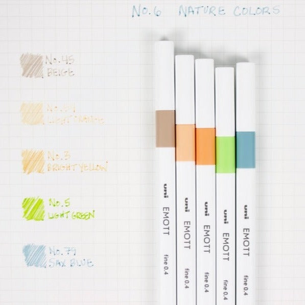 emott Fineliner Pen Set #1 Vivid Color 5 Colors