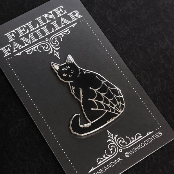 Spooky Black Cat Pin